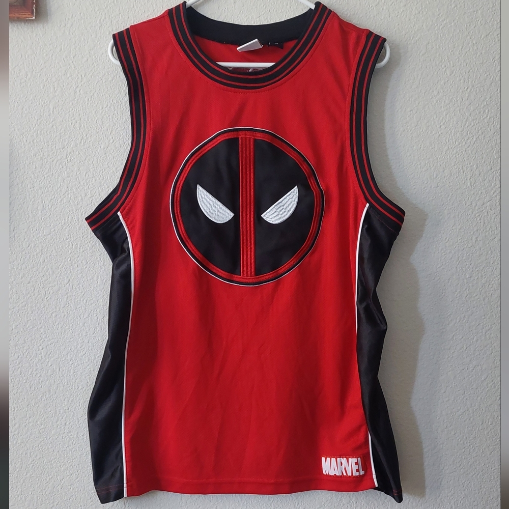 Mad Engine Marvel Deadpool Basketball Jersey with Embroidered Logo, Size L
